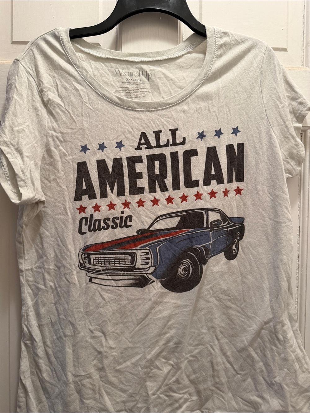 Wound Up White Tee with Gray Logo Print